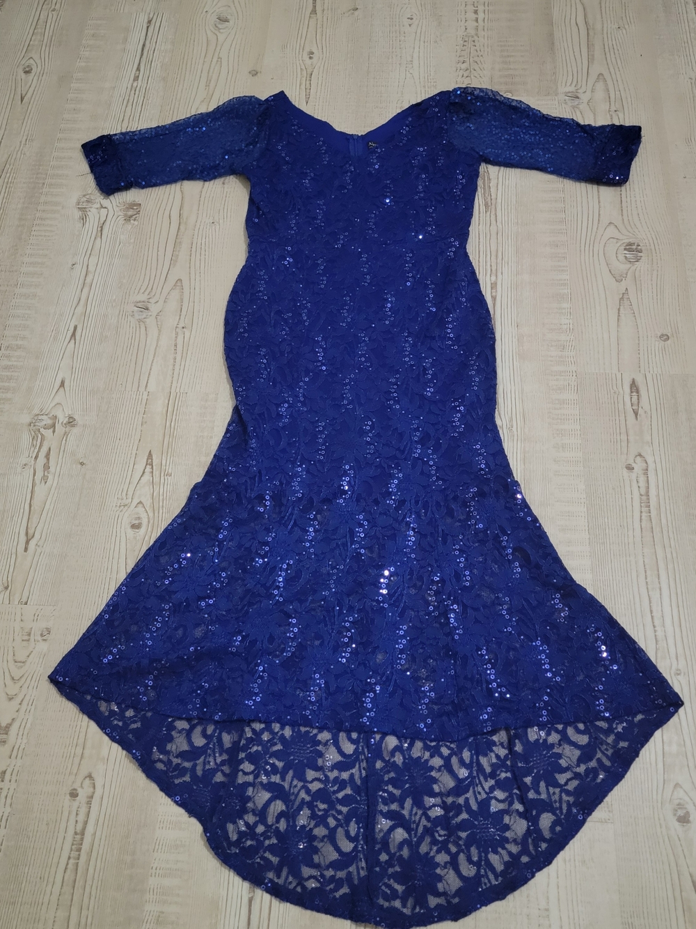 Royal Blue Sequin Lace High-Low Evening Dress 10P Formal Evening